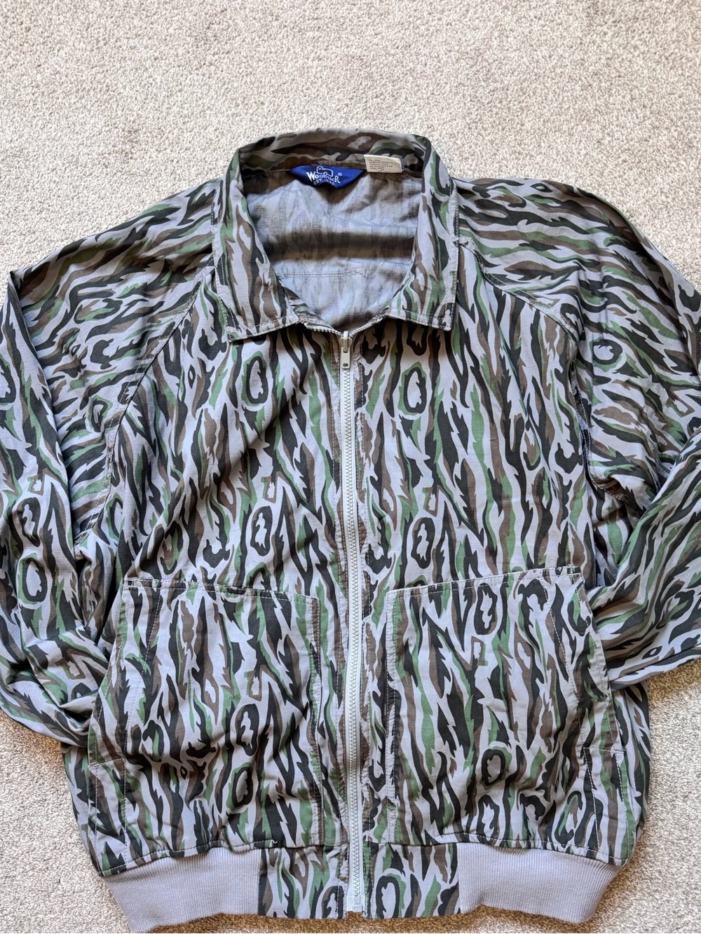 Vintage 80s Woolrich Shadow Bark Camouflage Outdoor Jacket Midweight Bomber XL